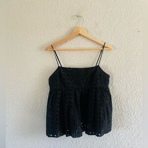 J.Crew Black Eyelet Babydoll Camisole Tank